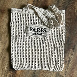 Cream Knit Tote Bag